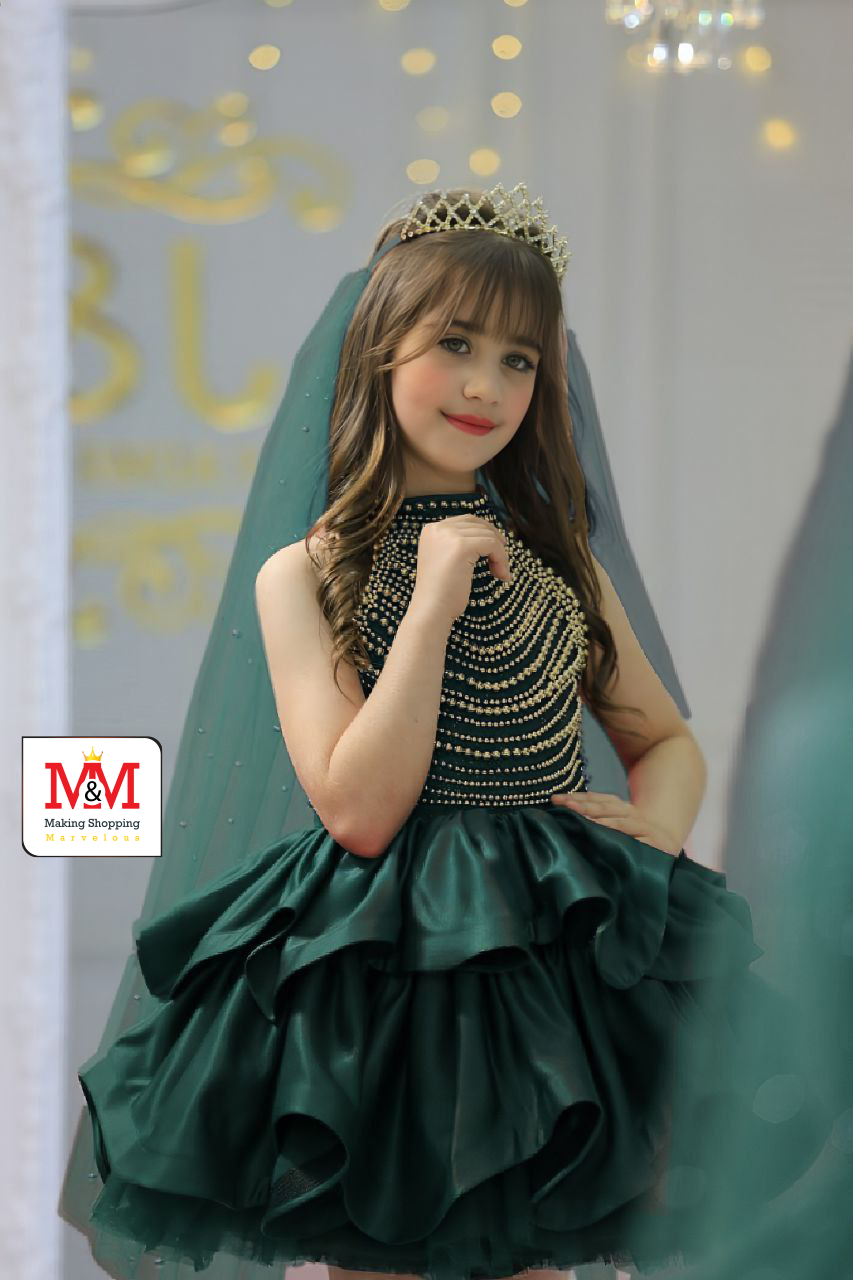 فستان أنيق مزين بالخرز للفتيات