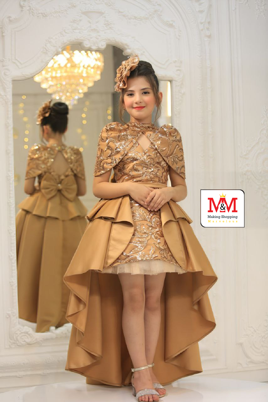 فستان أنيق بتصميم عالي-منخفض للفتيات