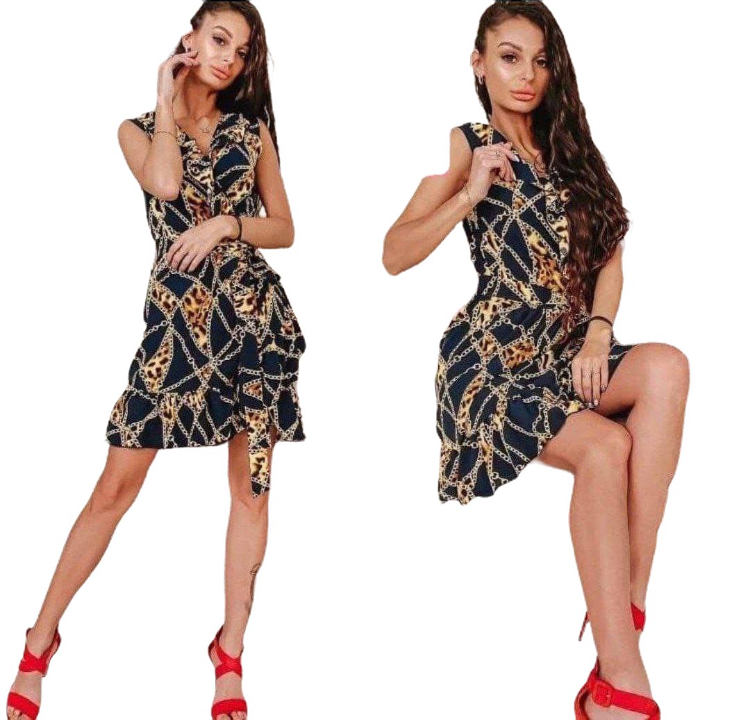 فستان كاجوال مزخرف بطبعة سلسلة للنساء