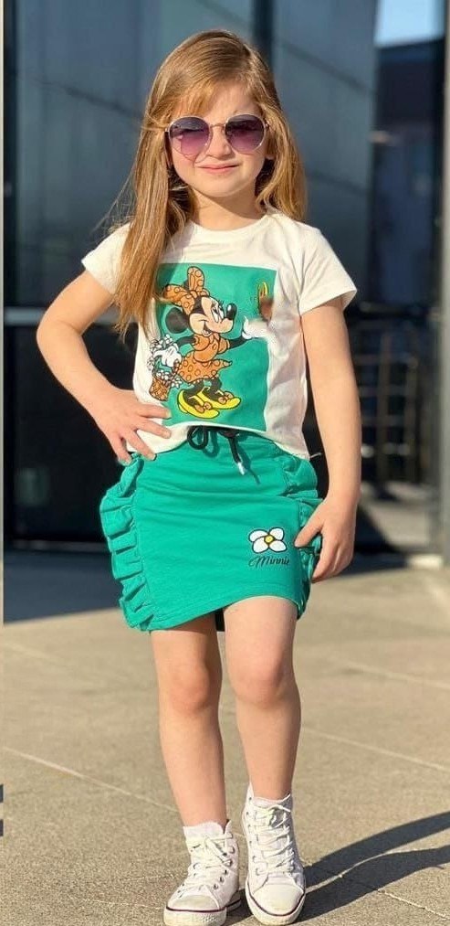 فستان الأطفال مع طباعة ميكي ماوس