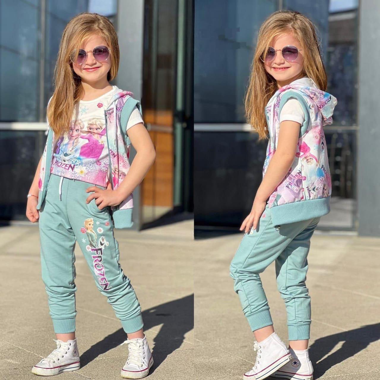 طقم الأطفال بقميص مطبوع «frozen» وسترة مغطاة