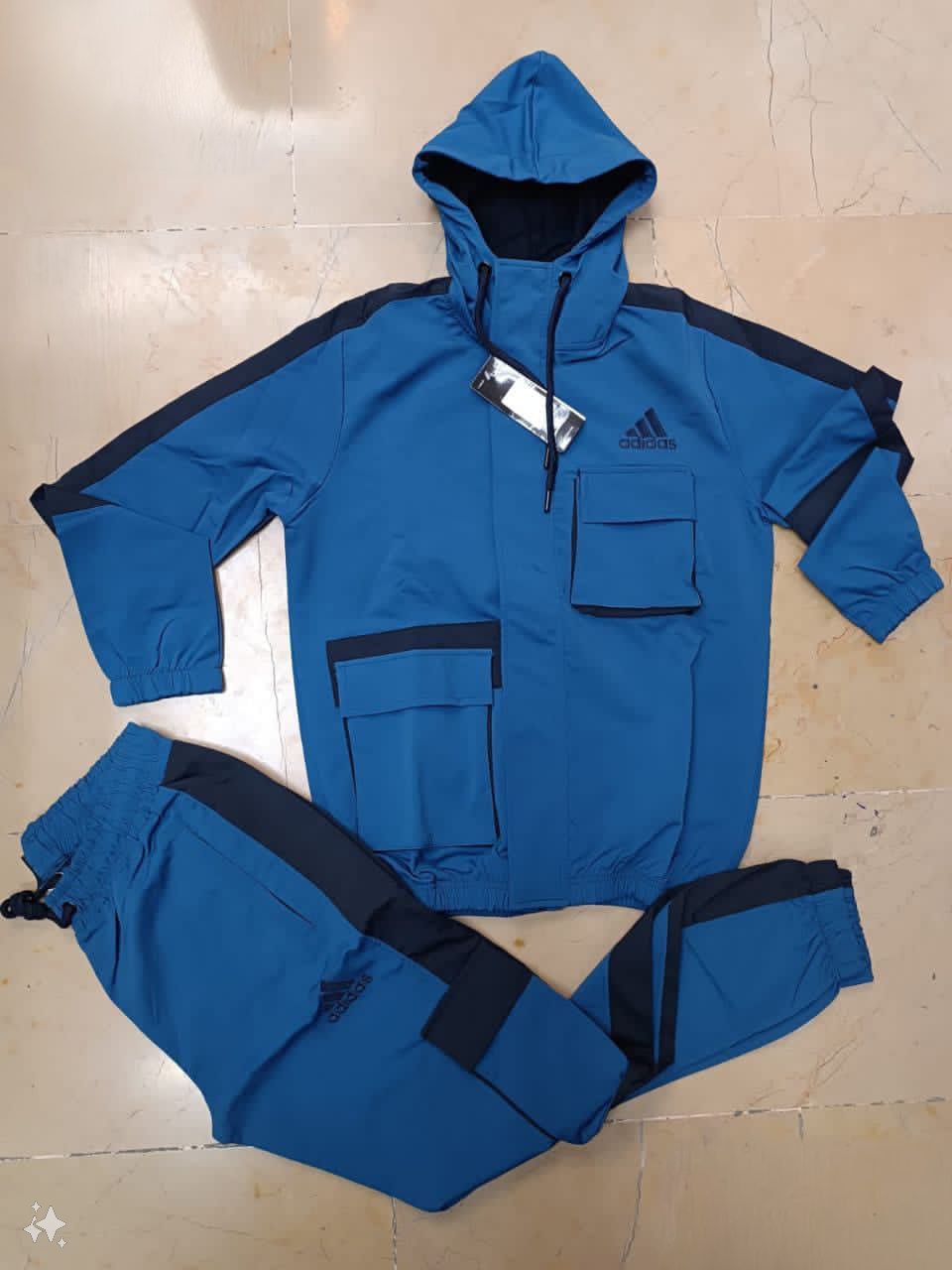 طقم رياضي رجالي من قطعتين - أزرق وأسود