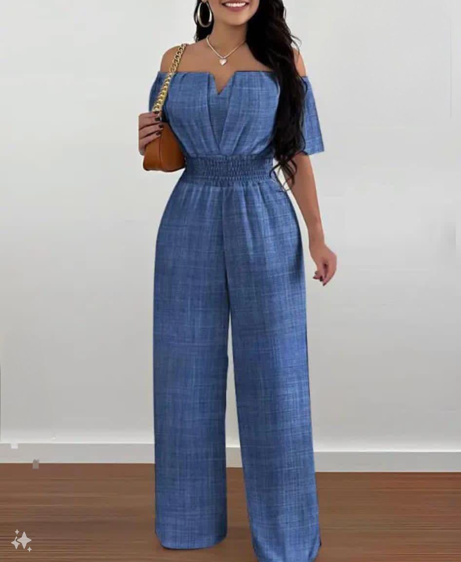 جمبسوت جينز نسائي بدون أكتاف