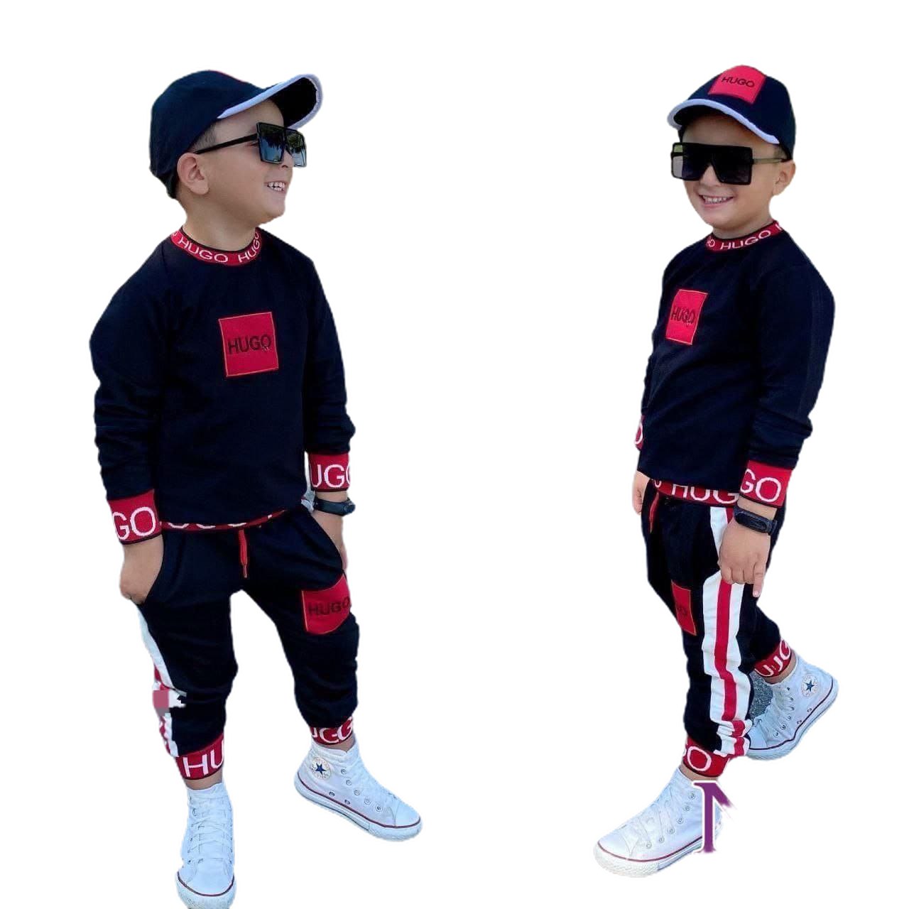 طقم هودي كاجوال للأطفال بنقشة تمويه مع سروال